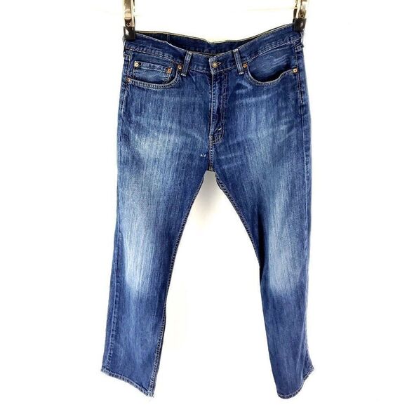 Levi's 505 Straight Regular Fit Blue Jeans 34/31 Enzyme Stone Wash Mid Rise‎ - Picture 7 of 8